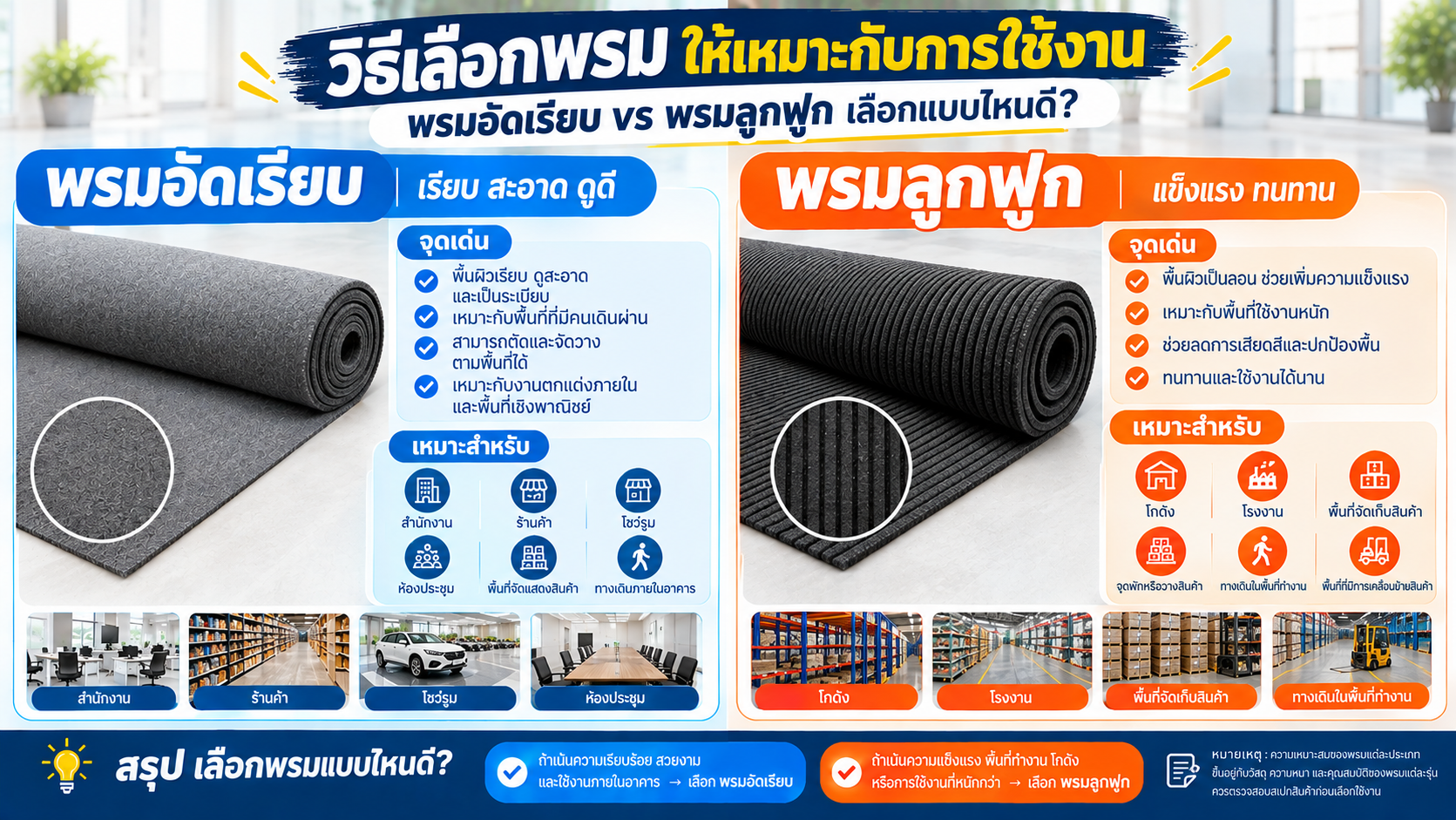 วิธีเลือกพรมให้เหมาะกับการใช้งาน พรมอัดเรียบ vs พรมลูกฟูก เลือกแบบไหนดี?